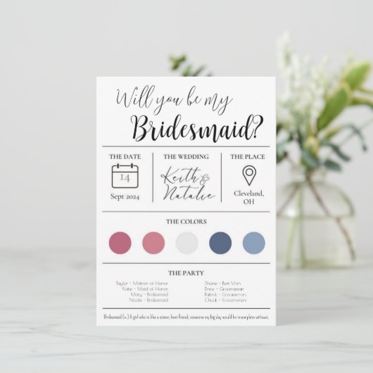 Invitation Proposition Bridesmaid (Debout devant)