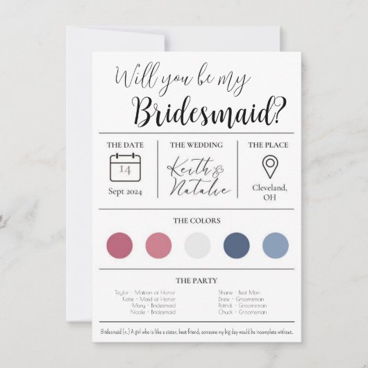 Invitation Proposition Bridesmaid (Devant)