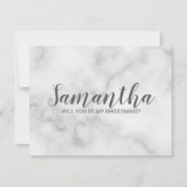 Invitation Proposition Bridesmaid | Élégant script en marbre (Devant)
