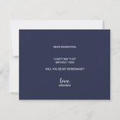 Invitation Proposition Bridesmaid | Script moderne bleu marin (Dos)