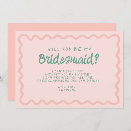 Invitation Proposition d'aide d'État rétro rose et verte (Devant / Derrière)