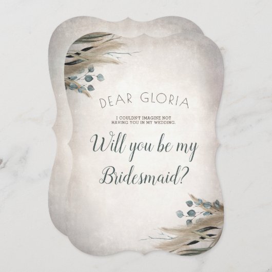 Invitation Proposition d'aide-ménagère Pampas Grass and Green (Devant / Derrière)