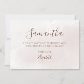 Invitation Proposition de demoiselle d'honneur de fleurs de f (Dos)