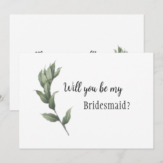 Invitation Proposition de demoiselle d'honneur de simple verd (Devant / Derrière)