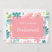 Invitation Proposition de Demoiselle d'Honneur Fleurs Roses (Devant)