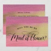 Invitation Proposition de femme d'honneur Abstraite rose et o (Devant / Derrière)