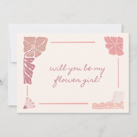 Invitation Proposition de fille à fleurs rose rétro manuscrit (Devant)