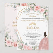 Invitation Proposition de la Quinceañera Dama rose pâle (Devant / Derrière)