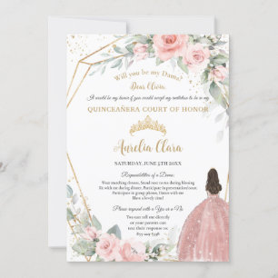 Invitation Proposition de la Quinceañera Dama rose pâle