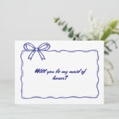 Invitation Proposition de la servante d'honneur en ruban bleu (Debout devant)