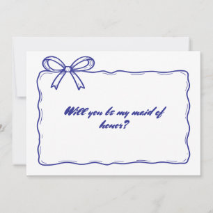 Invitation Proposition de la servante d'honneur en ruban bleu