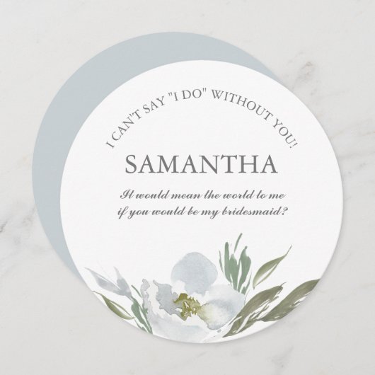 Invitation Proposition de la servante florale Aquarelle Vert (Devant / Derrière)