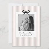Invitation Proposition de Marraine aux Rayures Roses (Devant)