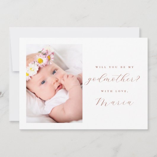 Invitation Proposition de Marraine Simple Script Terracotta P (Devant)