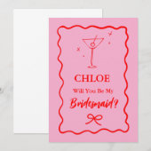 Invitation Proposition De Sirène D'État Rose Et Rouge Retro (Devant / Derrière)