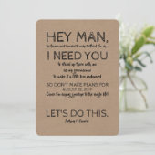 Invitation Proposition Drôle Groomsman "Hey Man I Need You" (Debout devant)
