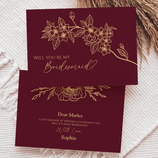 Invitation Proposition du Mariage Bridesmaid de Bourgogne Gol