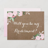 Invitation Proposition d'une servante d'État Burlap Pink Peon (Devant / Derrière)