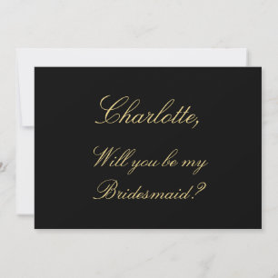 Invitation Proposition Élégante de femme de chambre noire dor
