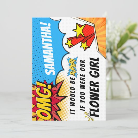 Invitation Proposition Fleur - Thème Superhero (Debout devant)