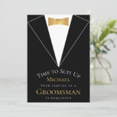 Invitation Proposition Groomsman Black Time pour convenir à F (Debout devant)