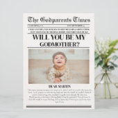Invitation Proposition moderne Godparent Journal Baptême (Debout devant)