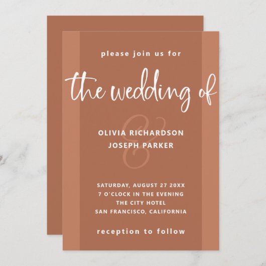 Invitation Proposition moderne | Mariage couleur cuivre et bl (Devant / Derrière)