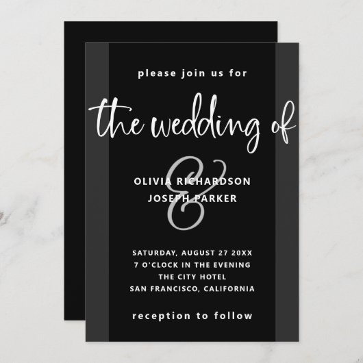 Invitation Proposition moderne | Mariage noir et blanc (Devant / Derrière)