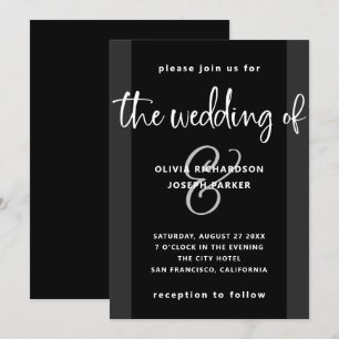 Invitation Proposition moderne Mariage noir et blanc