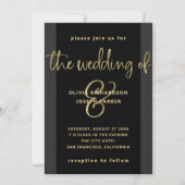 Invitation Proposition moderne| Mariage noir et or (Devant)