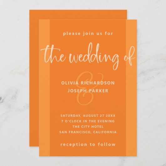 Invitation Proposition moderne| Papaya Orange Mariage (Devant / Derrière)