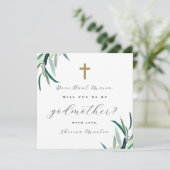 Invitation Proposition simple de marraine de croix botanique (Debout devant)