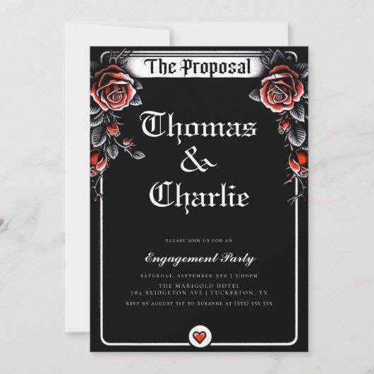 Invitation Proposition Tarot Gothique Floral Engagement Party (Devant)