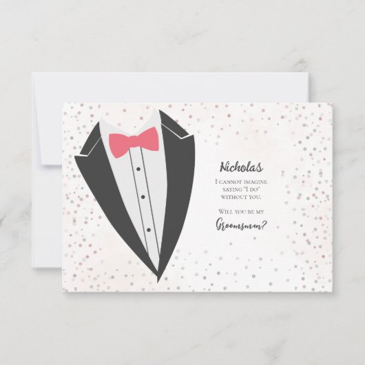 Invitation Proposition Tuxedo Groomsman Confetti (Devant)