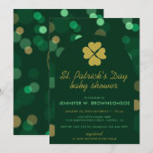 Invitation Propre Vert Simple Bokeh Saint-Patrick (Devant / Derrière)