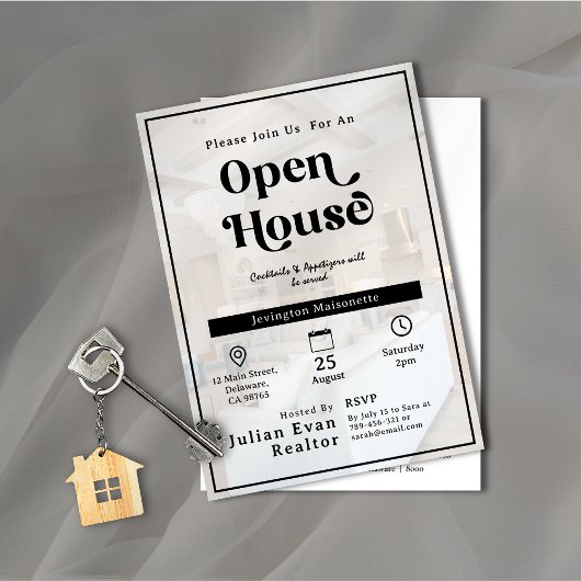 Invitation Propriété Photo Typographie Arrière - plan Open Ho