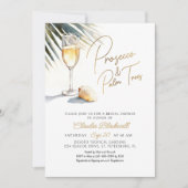 Invitation Prosecco Palm Trees Fête des mariées tropicale (Devant)