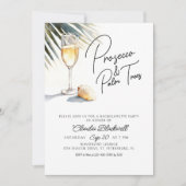 Invitation Prosecco Palm Trees Tropical Bachelorette Party (Devant)