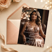 Invitation Prospérer à Cinquante Rose Gold Photo 50e Annivers