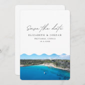 Invitation Protaras Chypre Lieu de Mariage Enregistrer la Dat (Devant / Derrière)