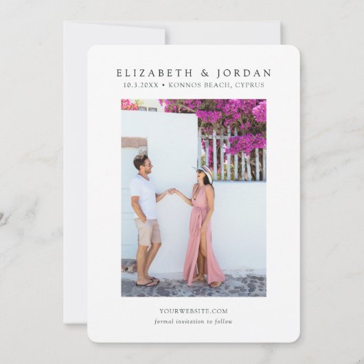 Invitation Protaras Chypre Lieu de Mariage Enregistrer la Dat (Dos)