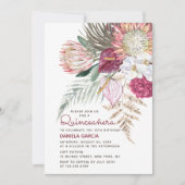 Invitation Protea Aquarelle Bouquet Floral Quinceañera (Devant)