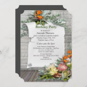 Invitation Protea - Fleur de Strelitzia fête d'anniversaire (Devant / Derrière)