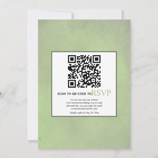 Invitation Protea fleurs QR code RSVP mariage arche verte (Dos)