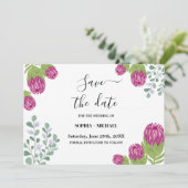 Invitation Protea Flower Garden Enregistrer la date Mariage (Debout devant)