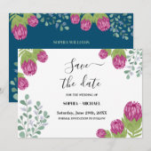 Invitation Protea Flower Garden Enregistrer la date Mariage (Devant / Derrière)