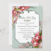 Invitation Protea Fuchsia avec Wedding shower vert et or (Devant)