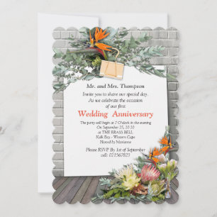 Invitation Protea - Strelitzia Flower Bouquets Anniversaire