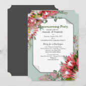Invitation Protea - Strelitzia Flower Housécher Party (Devant / Derrière)