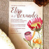 Invitation Protéas roses, Mariage de automne de Lys oranges